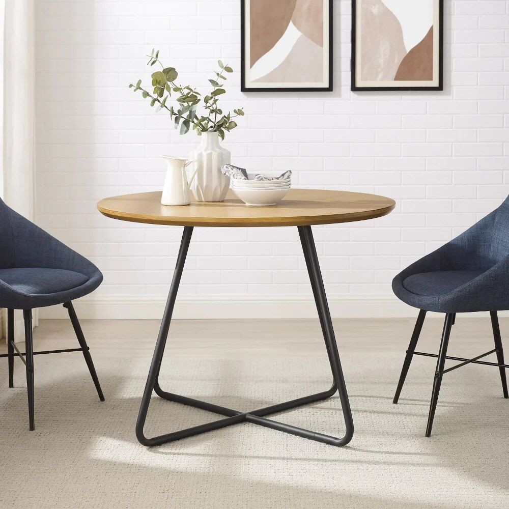 Contemporary Oak Round Dining Table